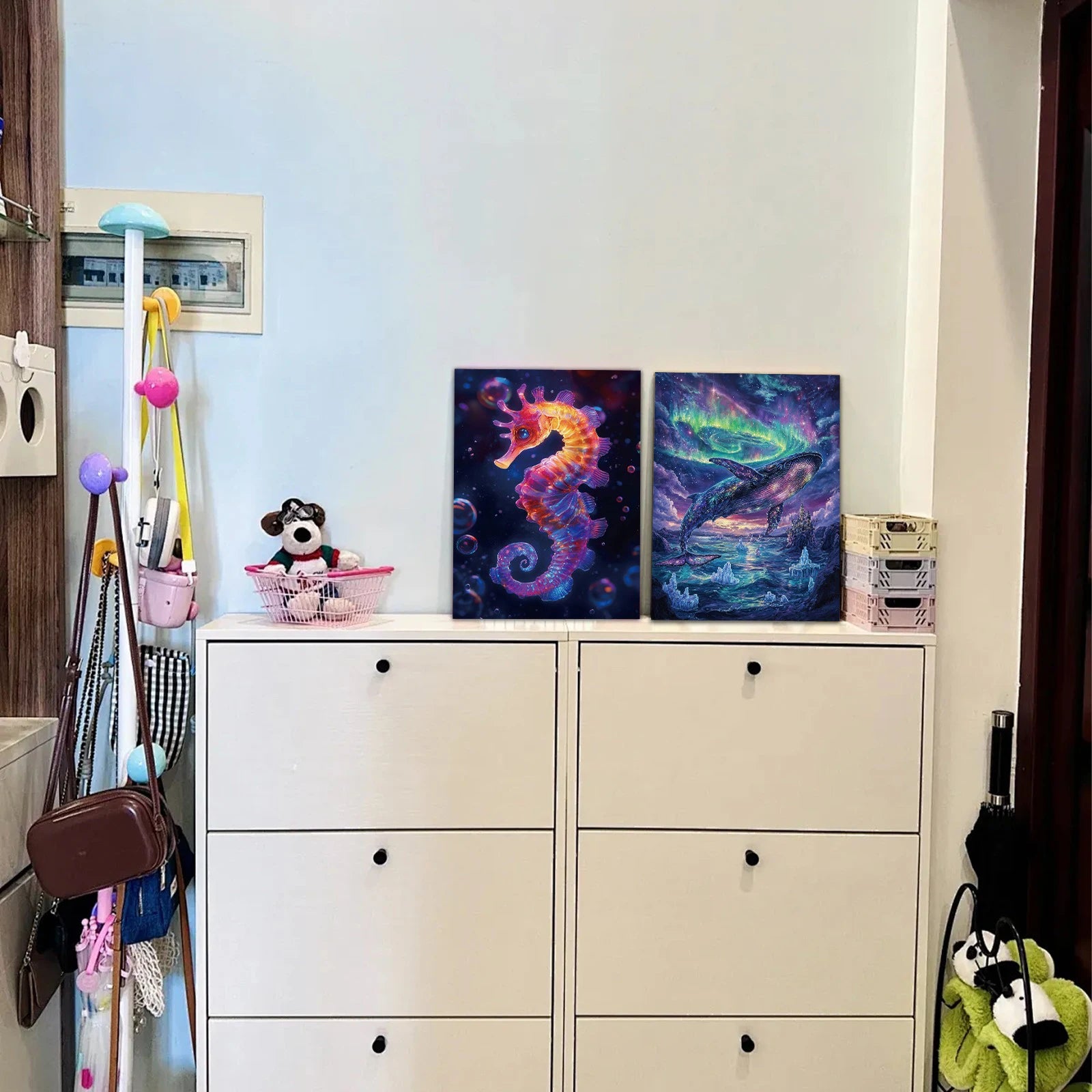 CowLost | product_id-4-piece-a4-diy-noctilucent-scratch-painting-set-sea-world-butterfly-peacock-whale-designs |3