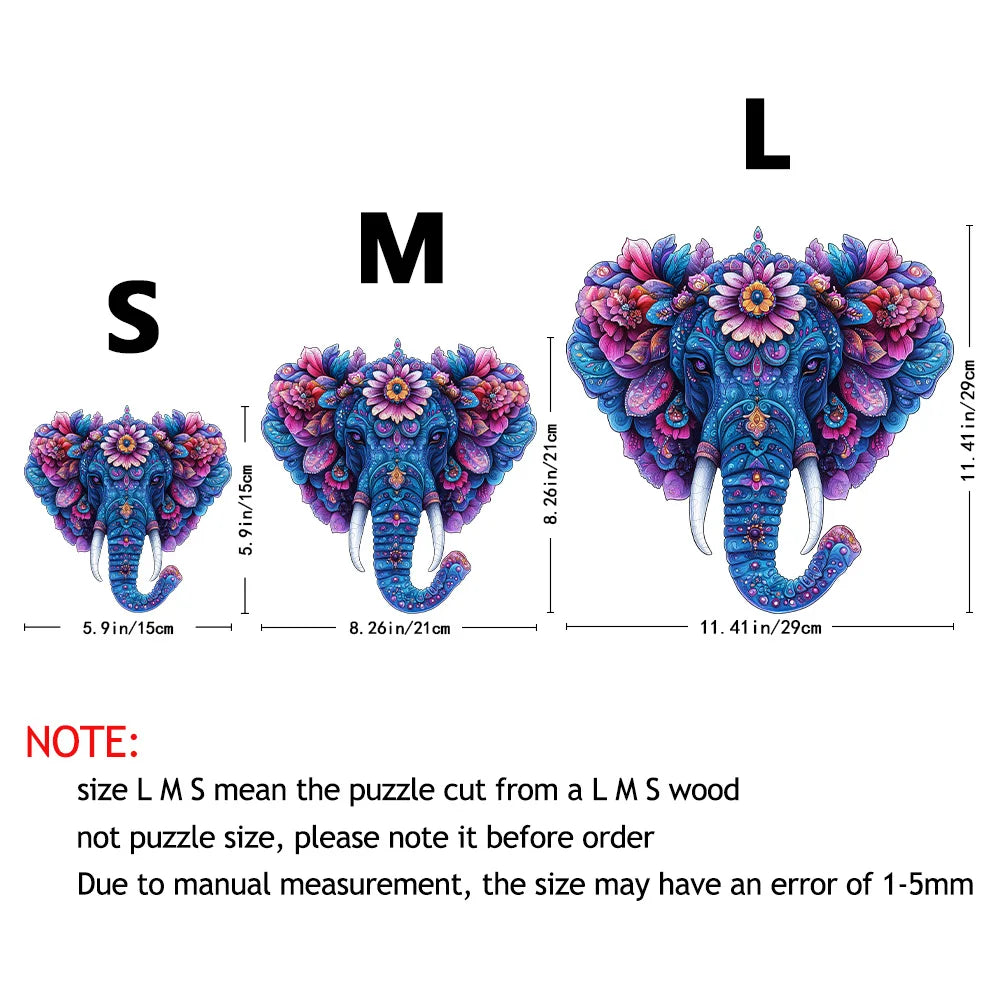 CowLost | product_id-floral-elephant-wooden-jigsaw-puzzle-with-unique-pieces |3