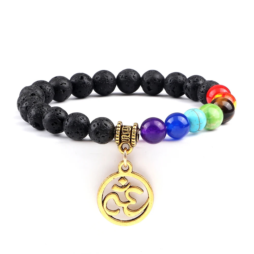 CowLost | badge-pass-holders-mens-natural-volcanic-rock-7-chakra-healing-bracelet |28