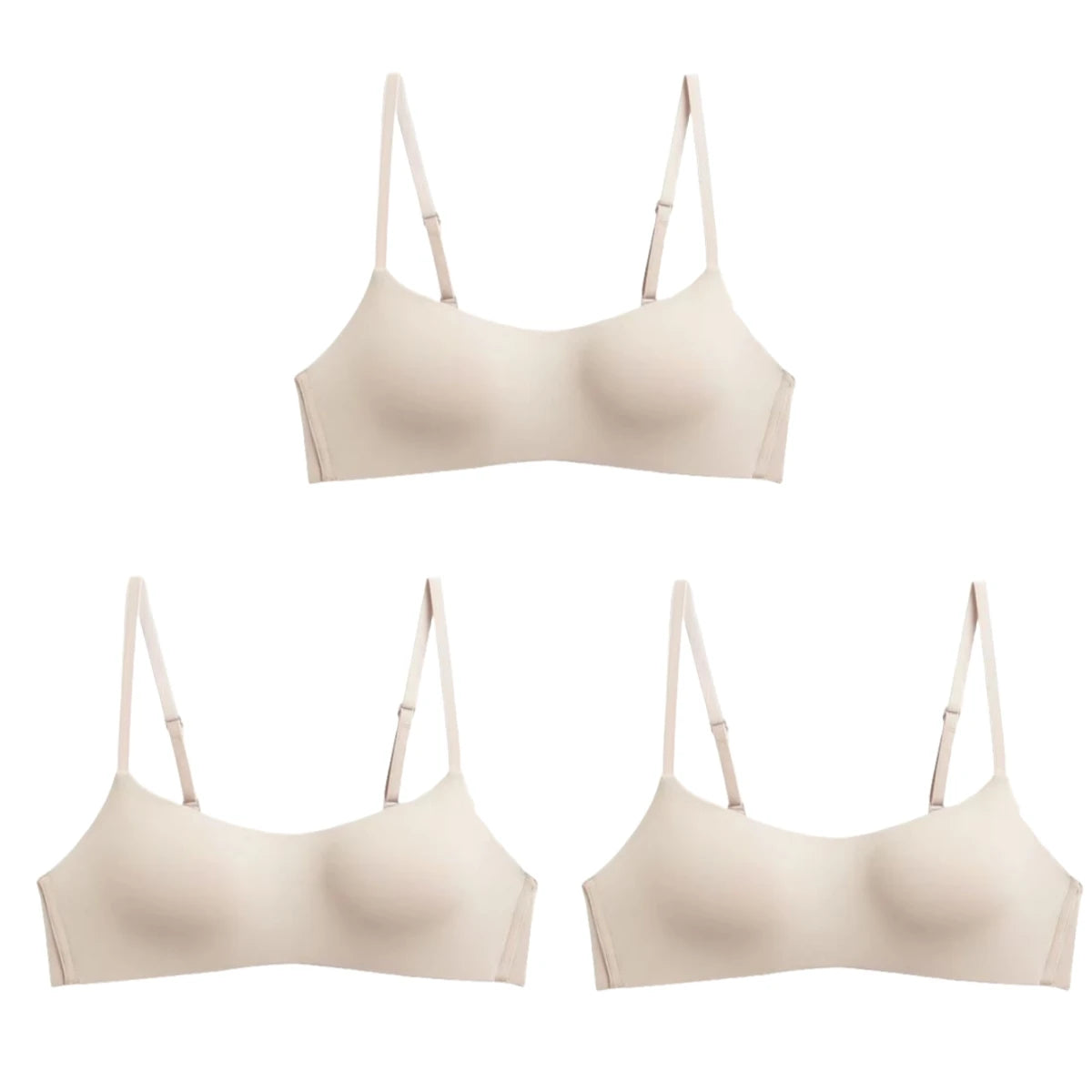 CowLost | product_id-3pcs-seamless-wire-free-1-2-cup-push-up-bras-with-back-closure-for-women |25