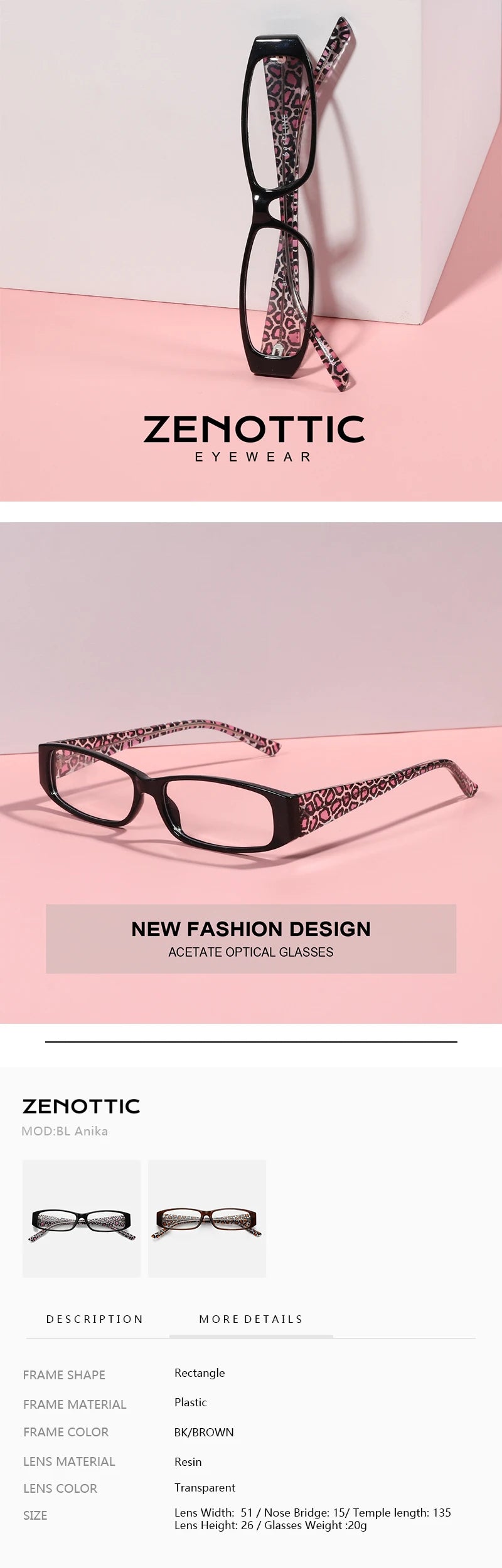CowLost | zenottic-ladies-fashion-leopard-print-optical-frame |7