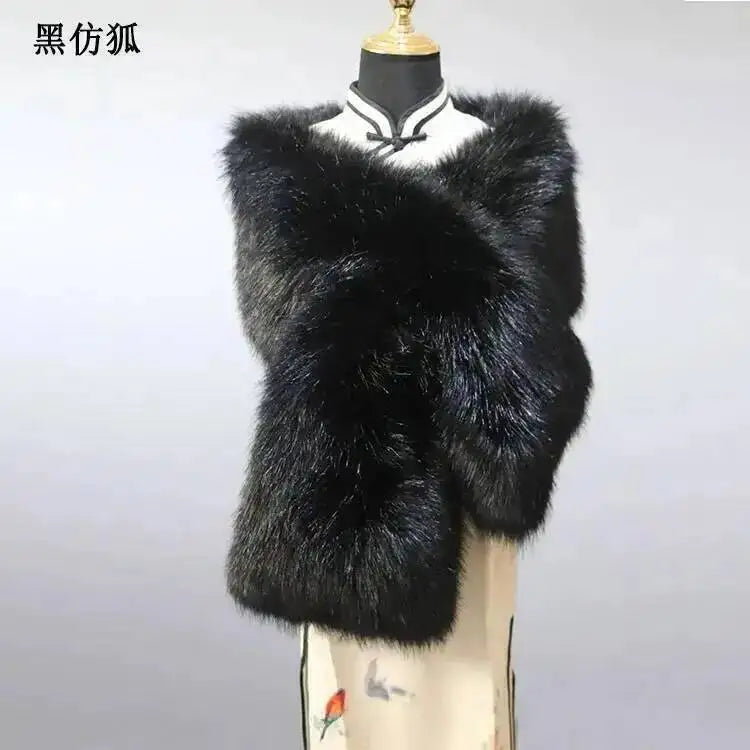 CowLost | 32-colors-165-30cm-women-luxury-warm-faux-fox-fur-shawl-winter-ladies-plush-scarf |45