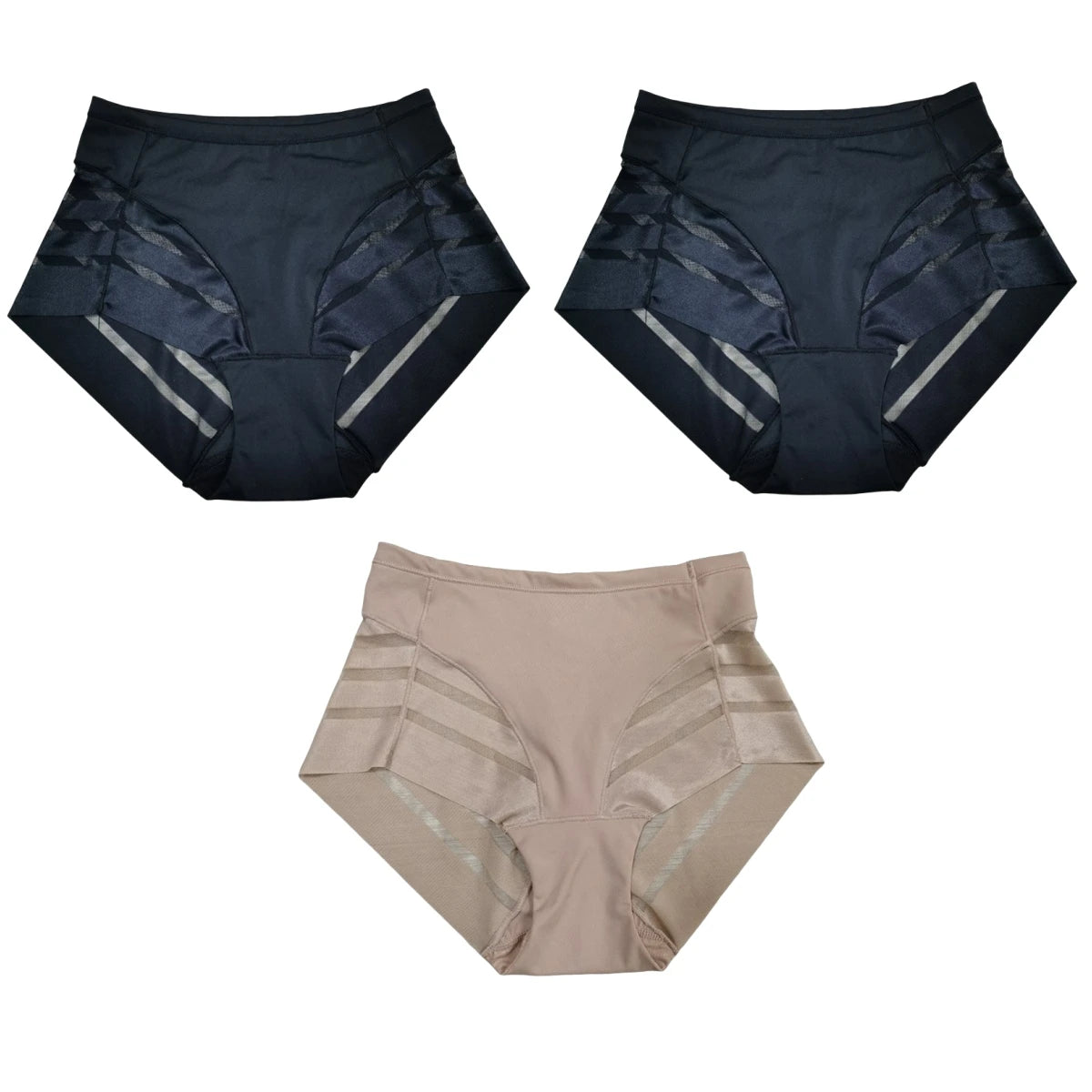CowLost | product_id-3pcs-womens-high-waist-seamless-mesh-tummy-control-ice-silk-panties |1
