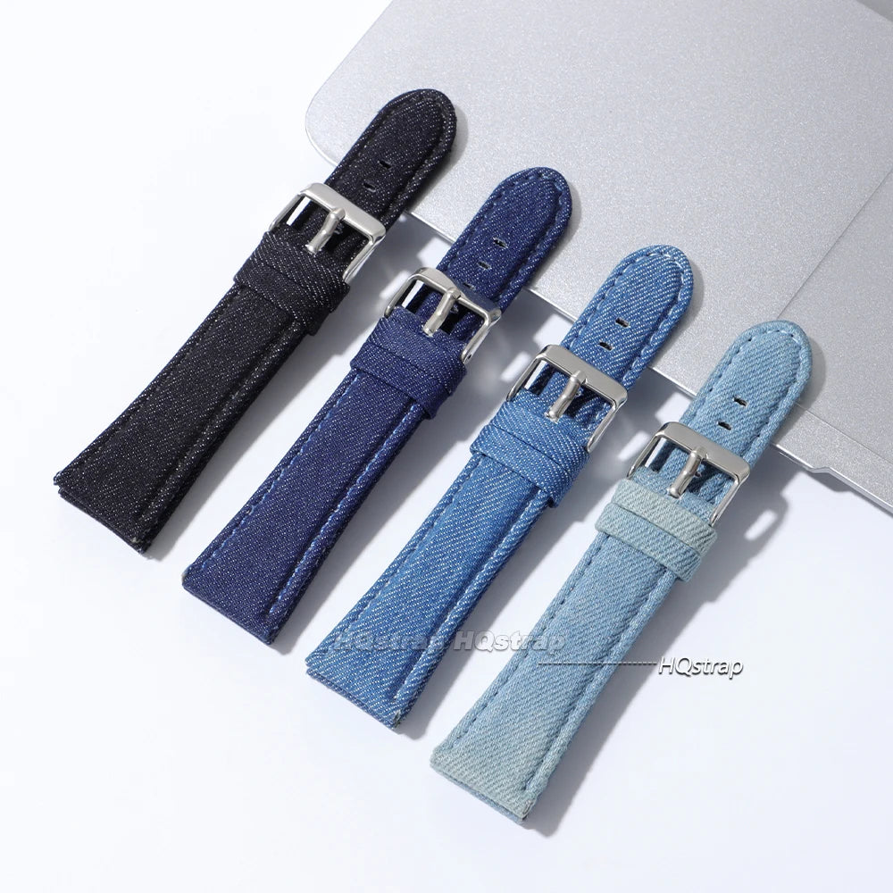 CowLost | product_id-hqstrap-retro-nylon-denim-watch-strap-22mm-24mm-black-light-blue-unisex |2