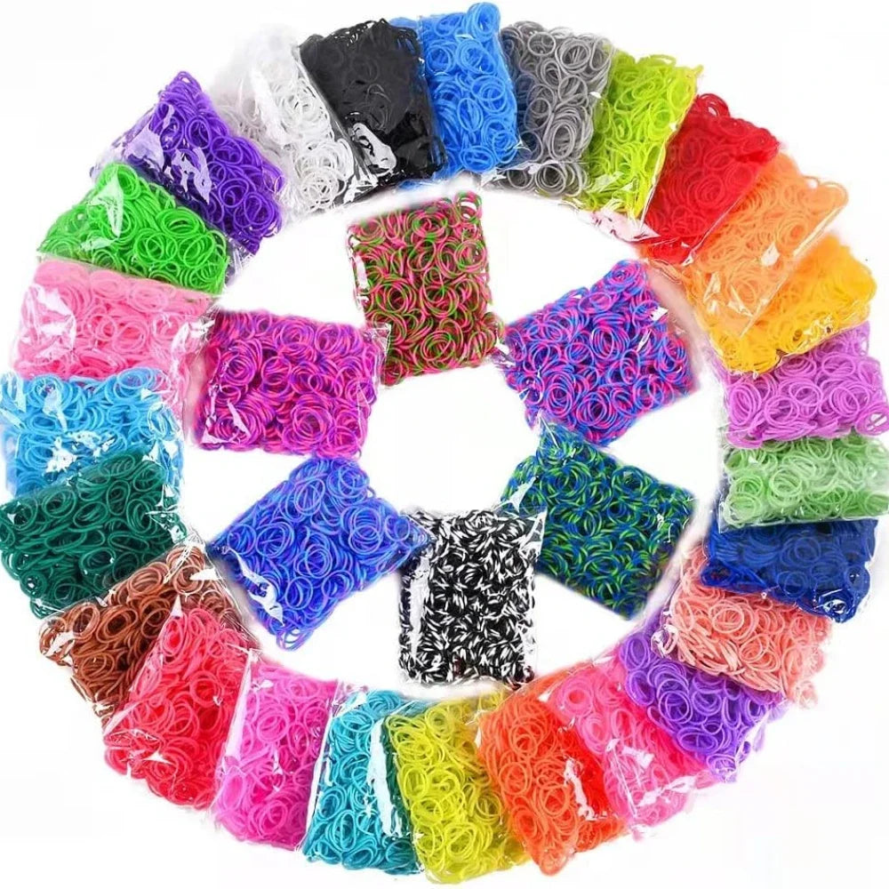 600pcs Colorful Rubber Loom Bands DIY Craft Kit Elastic Bracelet Set