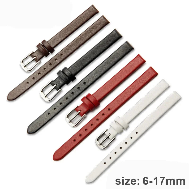 CowLost | womens-leather-watchbands-slim-6-8-10mm-12mm-13mm-14mm-15-16mm-17mm-soft-material-strap-silver-stainless-steel-buckle-bracelet-1 |1