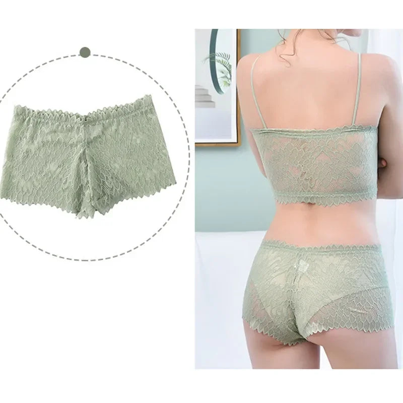 CowLost | product_id-women-s-lace-wireless-padded-tube-bra-low-rise-panty-set |9