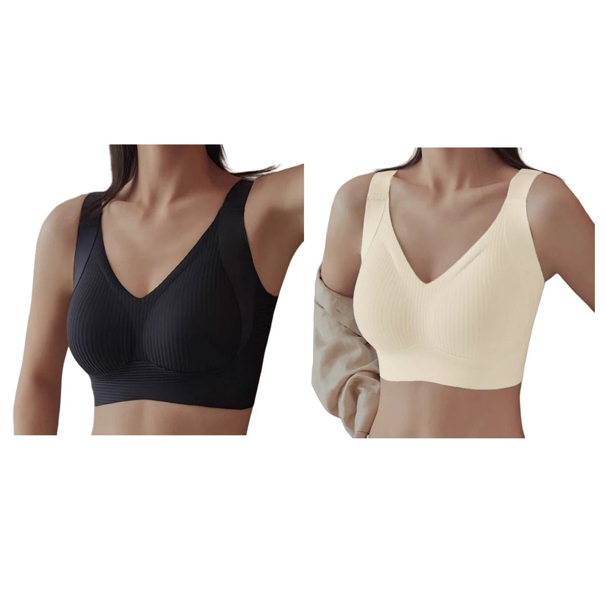 CowLost | product_id-2-pack-wireless-seamless-v-neck-push-up-bras-for-women-m-4xl |11
