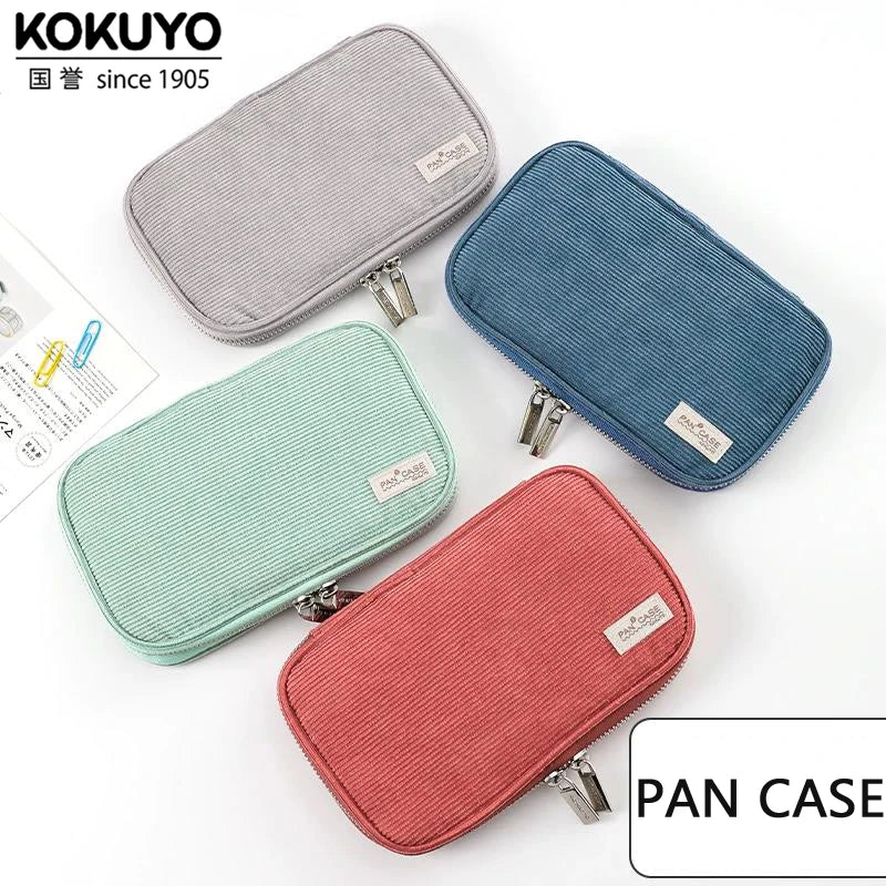 CowLost | product_id-kokuyo-japan-pancase-retro-large-capacity-corduroy-pencil-bag-for-students-office |1