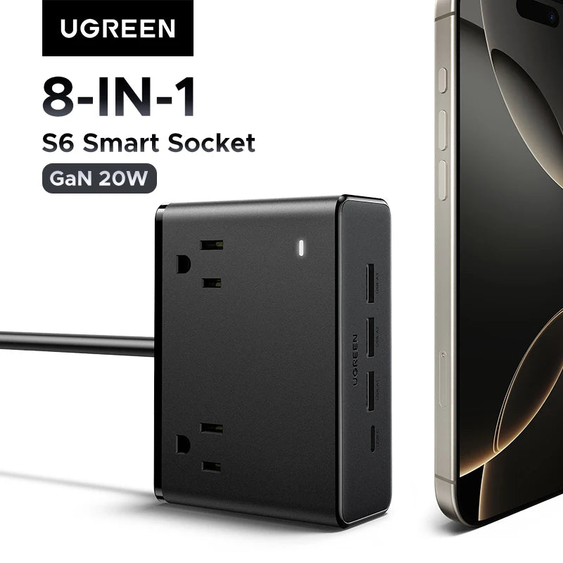 CowLost | ugreen-8-in-1-power-strip-us-plug-4-ac-outlets-3-usb-a-1-usb-c-2500w-fast-charger |1