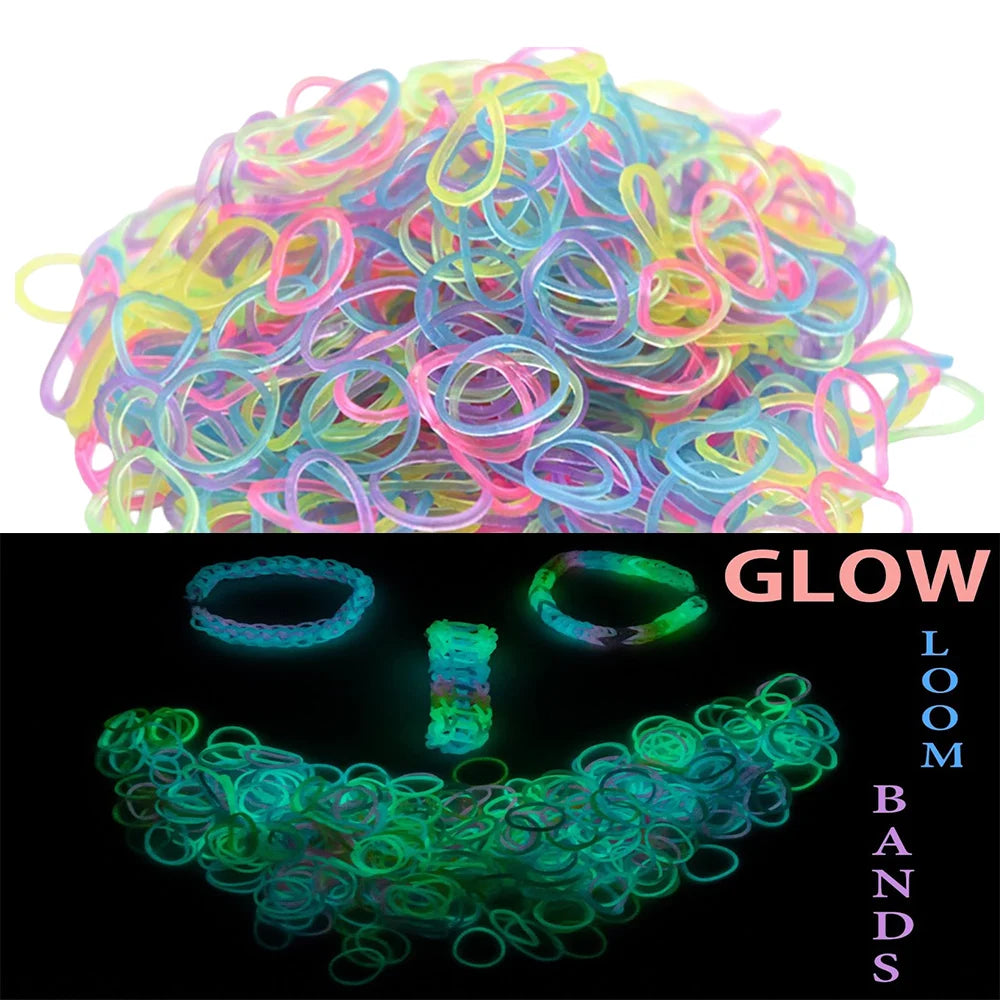 600Pcs Fluorescent Glow DIY Rubber Loom Bands for Kids Party Bracelets & Necklaces