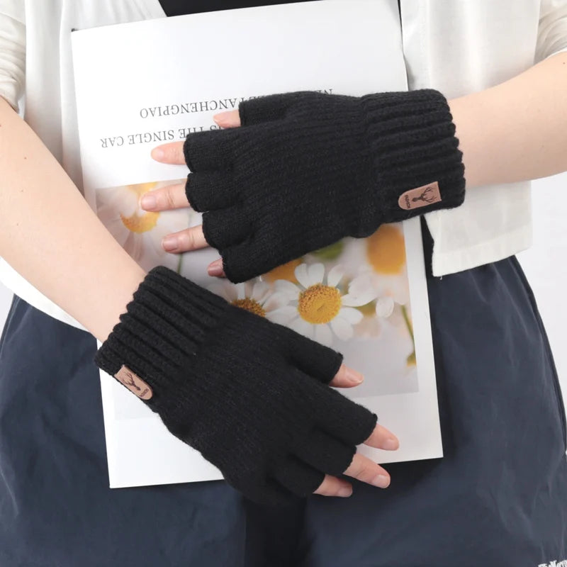 CowLost | activewear-pants-unisex-elastic-knitted-fingerless-winter-gloves |2