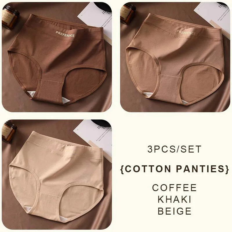 CowLost | product_id-fallsweet-3pcs-womens-large-high-waist-seamless-cotton-briefs |15