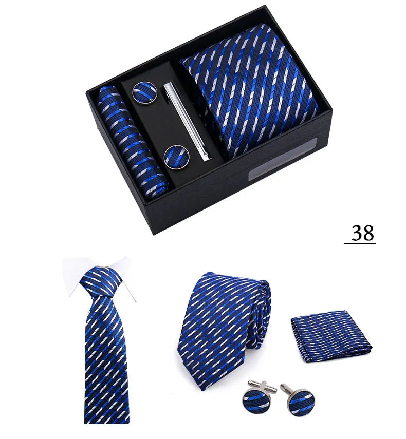 CowLost | tie-men-with-box-top-quality-business-ties-hanky-cufflink-set |40