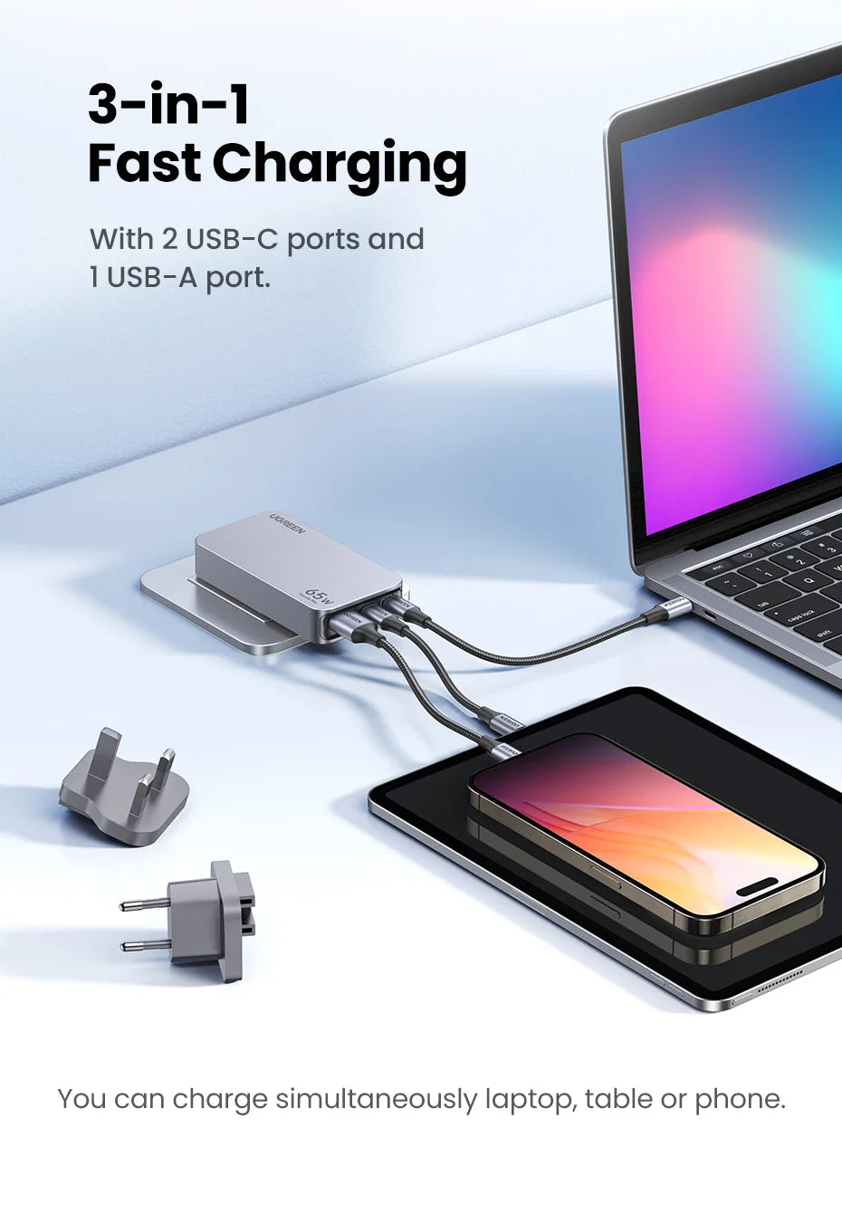 CowLost | ugreen-65w-gan-charger-quick-charge-4-0-3-0-usb-c-charger |12