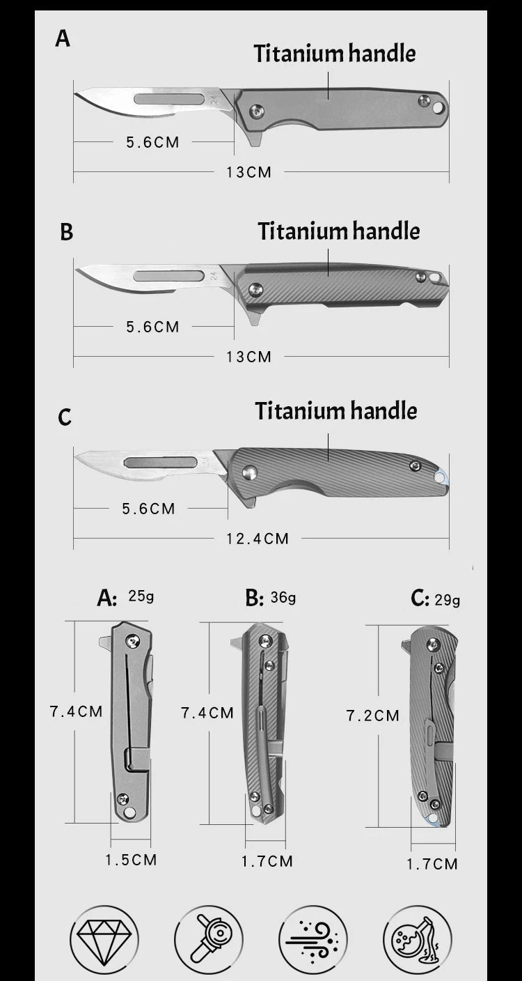 CowLost | tools-upgrade-titanium-alloy-folding-scalpel-with-replaceable-blades |8