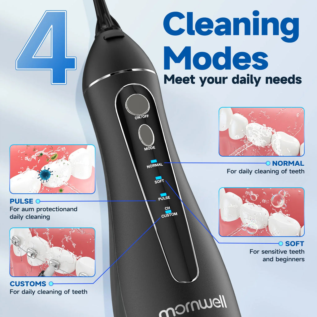 CowLost | uncategorized-mornwell-portable-oral-irrigator-f18-usb-rechargeable-water-flosser-with-4-nozzles-and-200ml-tank |2