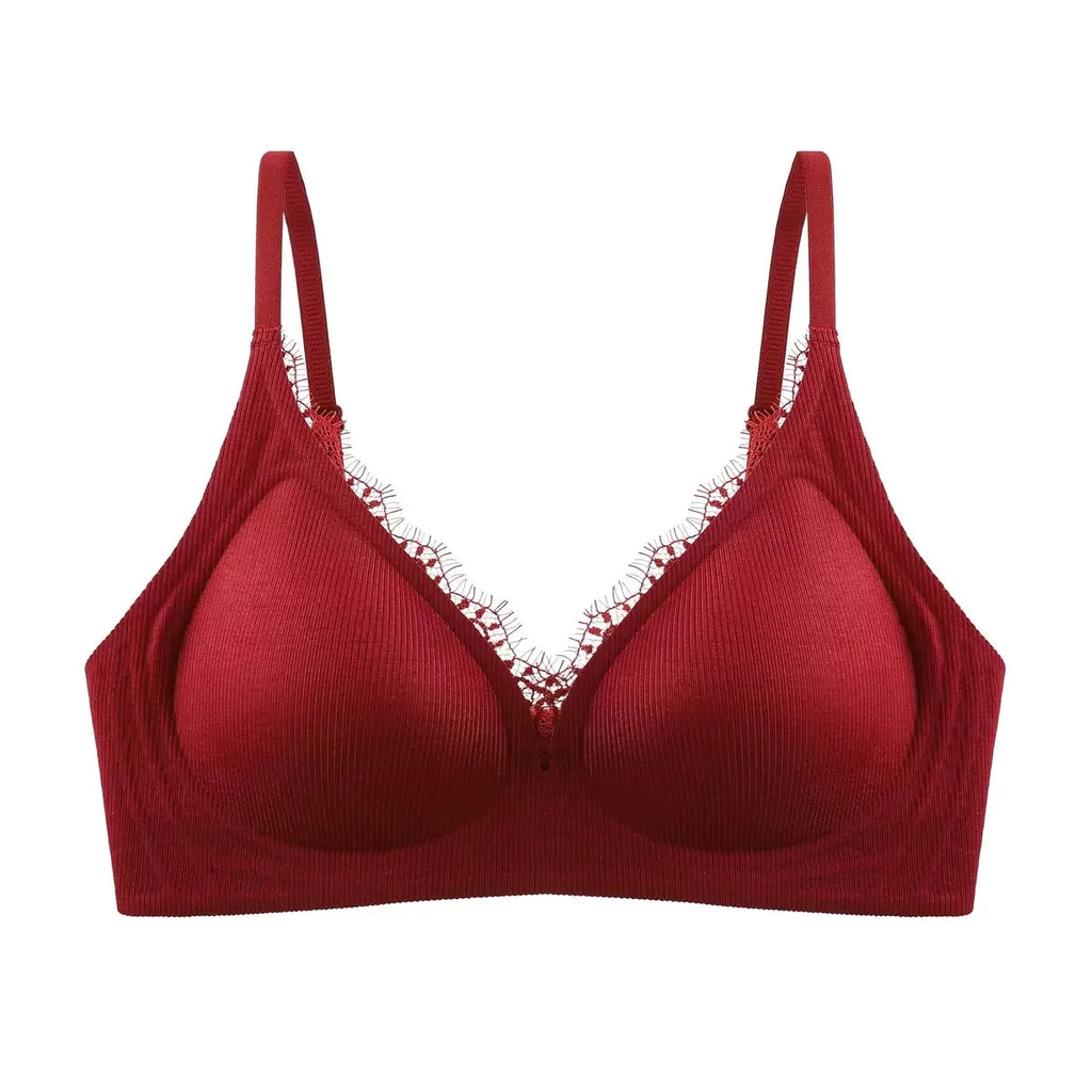 CowLost | product_id-french-lace-wire-free-push-up-bra-for-small-large-breasts |7