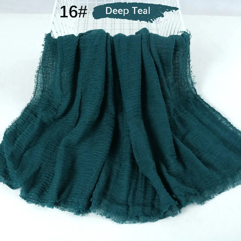 180X90CM Muslim Women Crinkle Hijab Soft Cotton Scarf