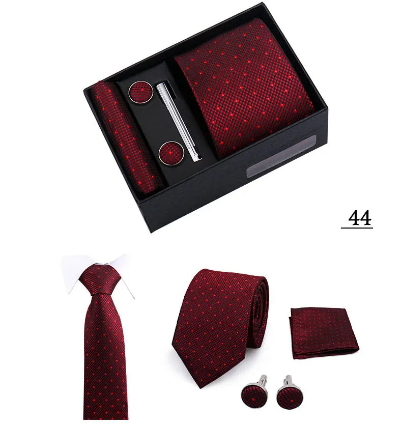 CowLost | tie-men-with-box-top-quality-business-ties-hanky-cufflink-set |22