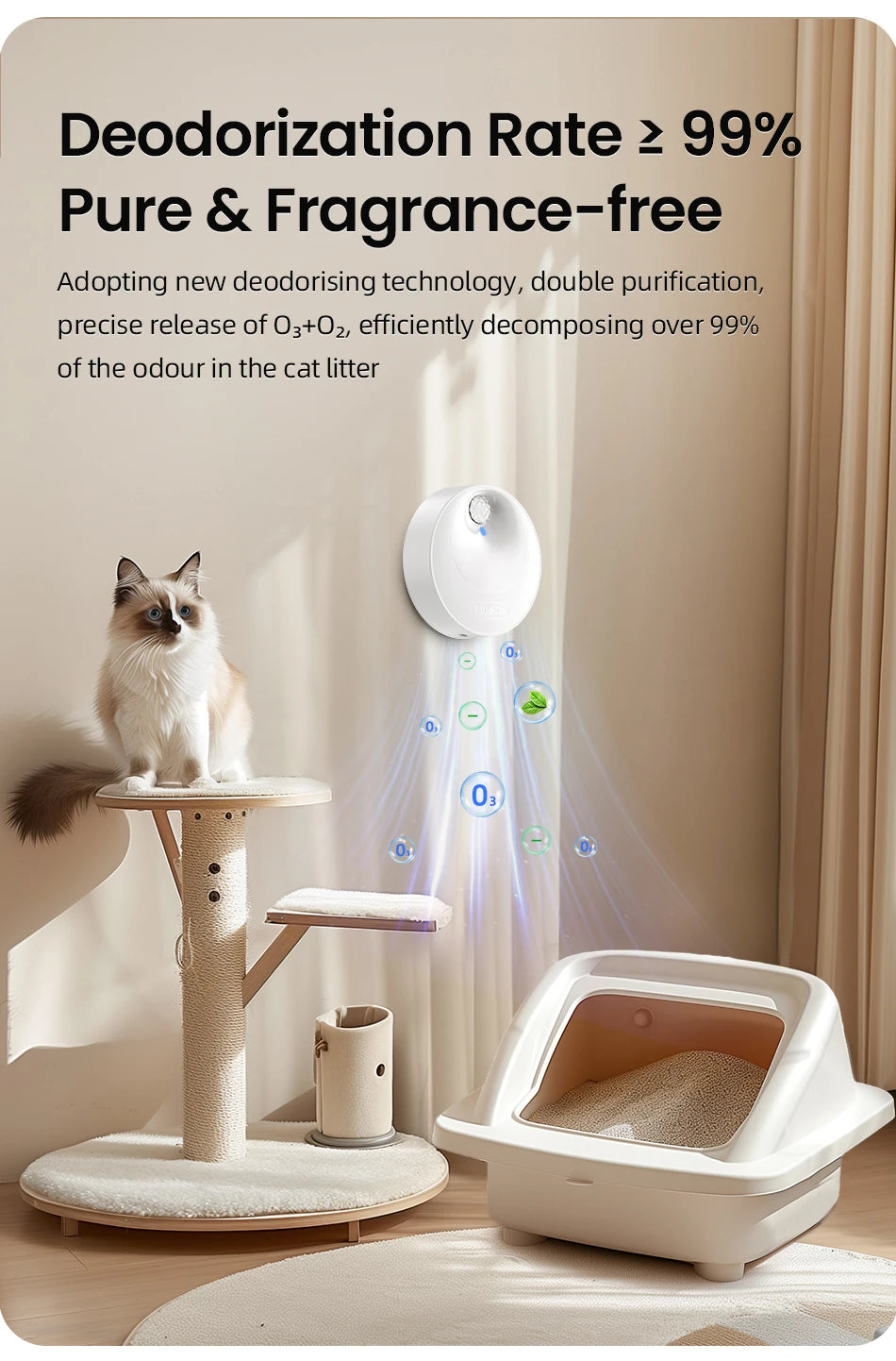 CowLost | cat-toys-rojeco-smart-cat-litter-box-deodoriser-4000mah-odor-purifier |10
