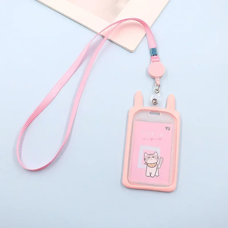 1PC Cute Cartoon Cat Card Holder Bank Identity Bus ID Card Holder