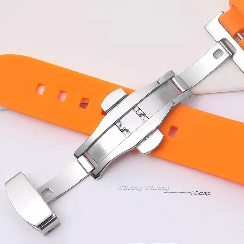Curved End Silicone Watch Strap 20mm 22mm with Stainless Steel Buckle for Swatch Seiko