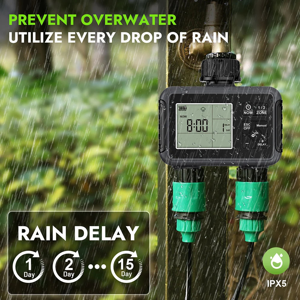 Intelligent Automatic Garden Water Timer 1/2/3-Outlet Irrigation Controller for Lawn and Greenhouse