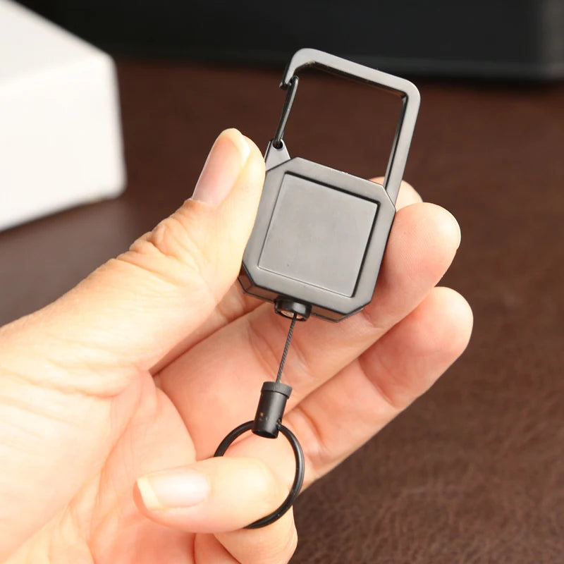 CowLost | retractable-key-ring-outdoor-anti-loss-key-chain-d-shaped-climbing-carabiner-lanyard-easy-pull-buckle-highly-elastic-key-ring |1