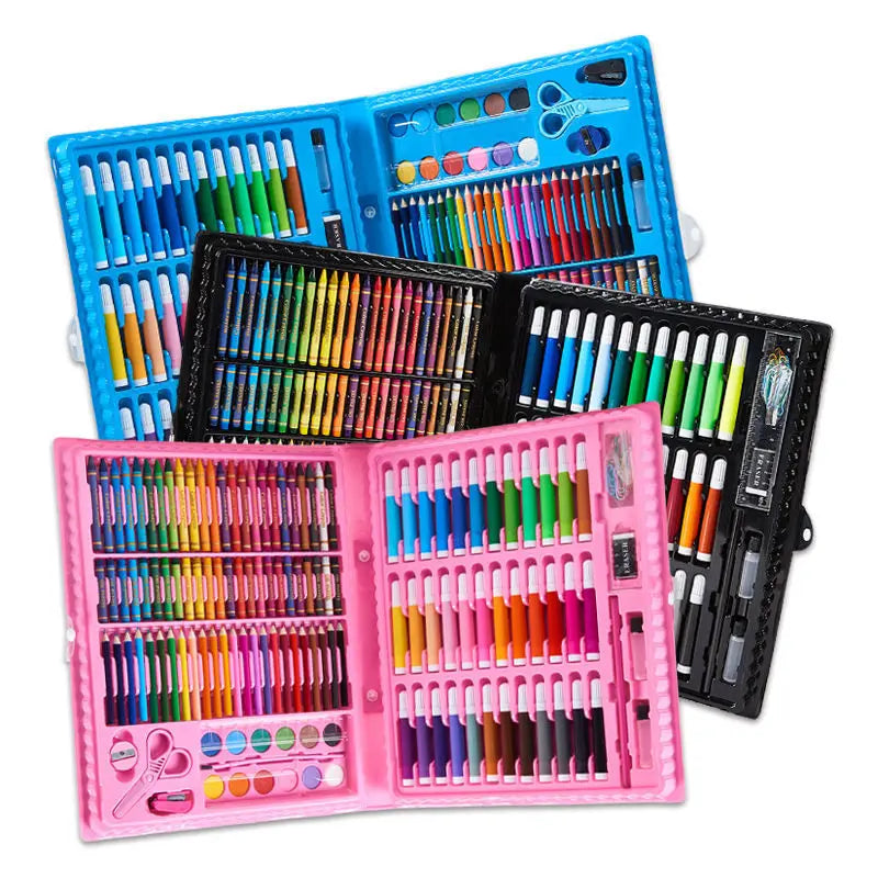 CowLost | product_id-42-208pcs-childrens-painting-brush-set-with-watercolor-pens-crayons-drawing-board-for-kids-art-supplies-gifts |12