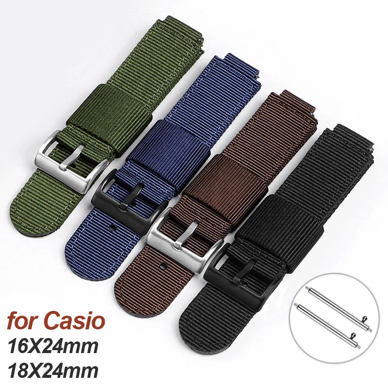 CowLost | 16mm-18mm-nylon-strap-for-casio-ae-1200-1300-f-108-sgw-300-400-500-w-800h-canvas-watch-band-quick-release-mens-accessories-belt |1