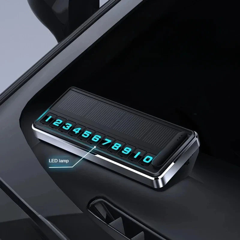 CowLost | vehicle-decor-product_id-solar-car-phone-number-plate-led-temporary-parking-card-with-multiple-numbers |1