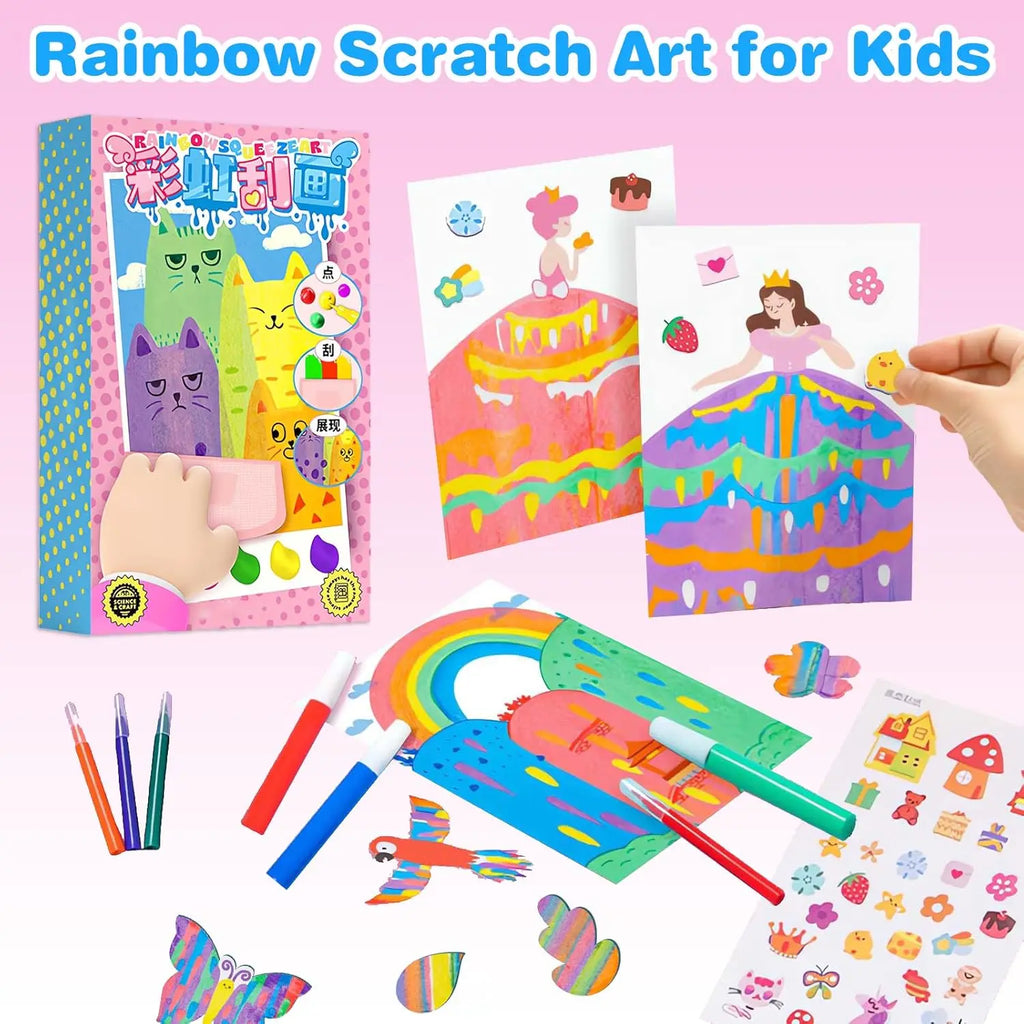 CowLost | color-mixing-tools-product_id-rainbow-magic-scratch-art-set-with-20-sheets-7-color-tools-stickers-creative-christmas-gift |4