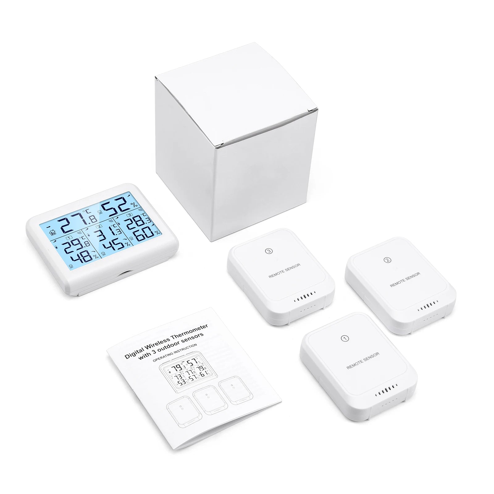 ORIA Wireless Indoor Digital Thermometer Hygrometer with 3 Sensors for Home and Office