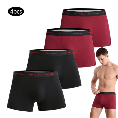 CowLost | 4pcs-solid-color-mens-boxer-briefs-cotton |1