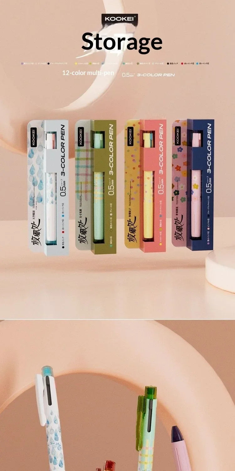 CowLost | product_id-kookei-3-color-multifunctional-gel-pen-0-5mm-for-handwriting-office-use |8