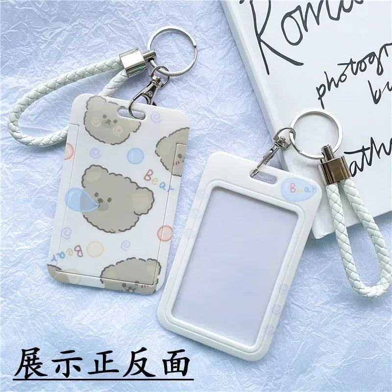 1Pc Solid Color Student Bus ID Card Protective Cover