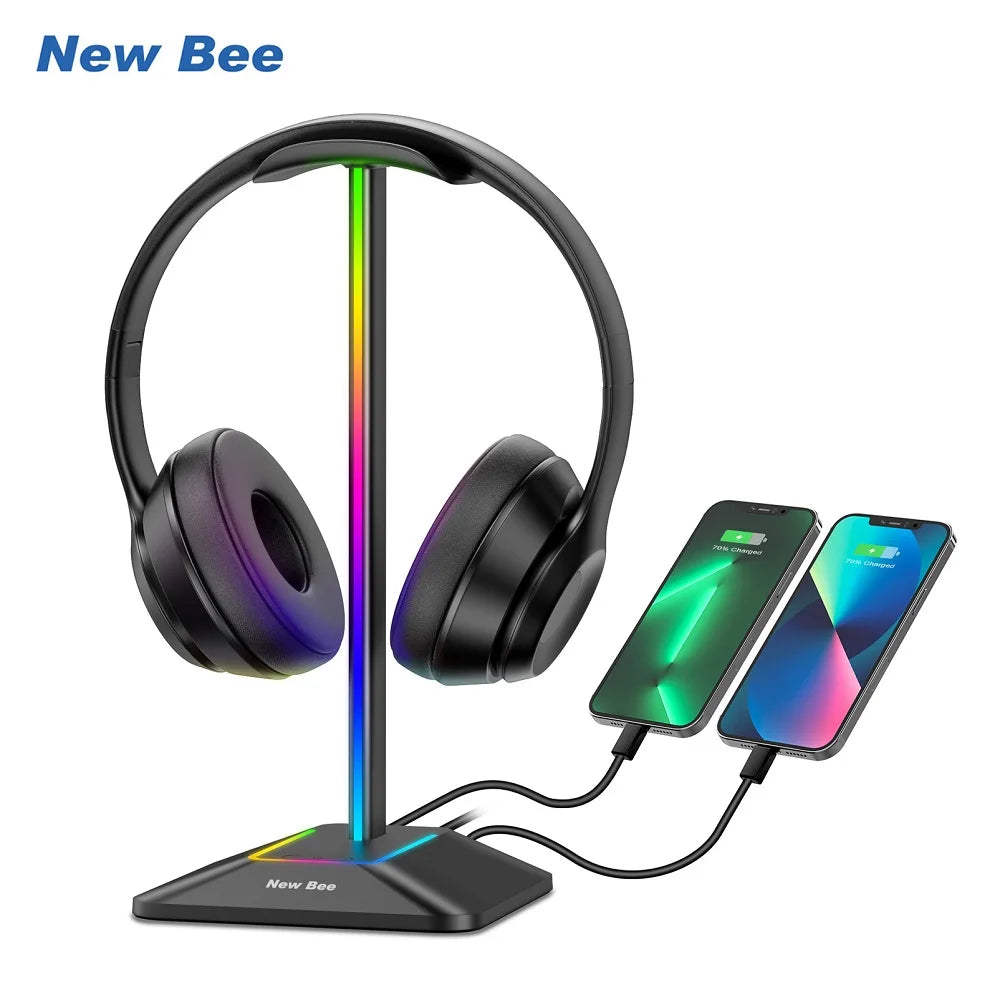CowLost | mobile-phone-cases-new-bee-z8-rgb-headphone-stand-with-usb-ports |2