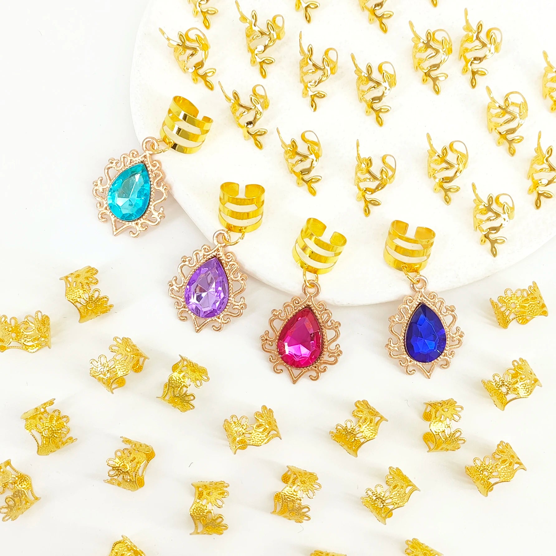 CowLost | 44pcs-gorgeous-gemstone-dreadloc-hair-jewelry-accessories |3