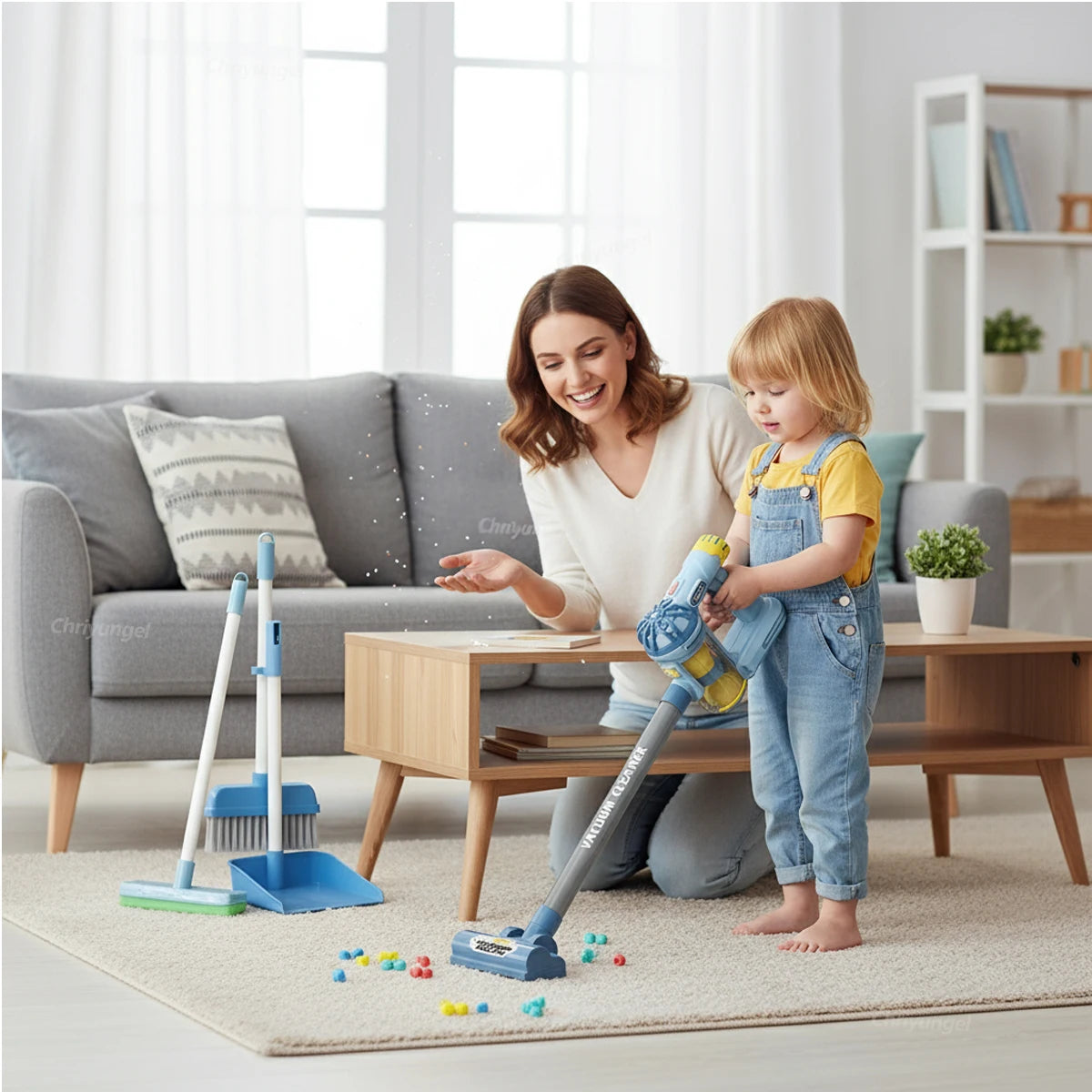 Kids Electric Vacuum Cleaner Toy Pretend Play Cleaning Set Educational Gift for Toddlers