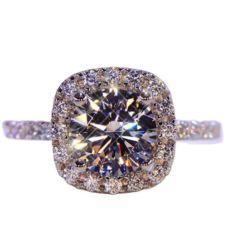 Silver Plated Stainless Steel Cubic Zirconia Adjustable Women's Wedding Engagement Ring