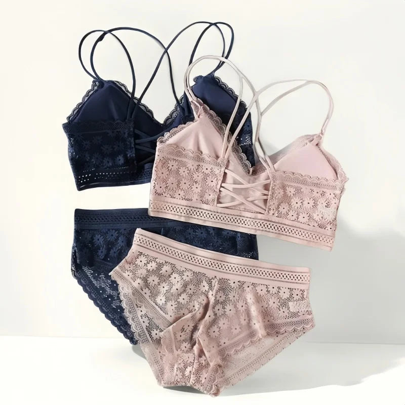 CowLost | product_id-wireless-lace-push-up-bra-brief-set-for-women-backless-solid-color-lingerie |2