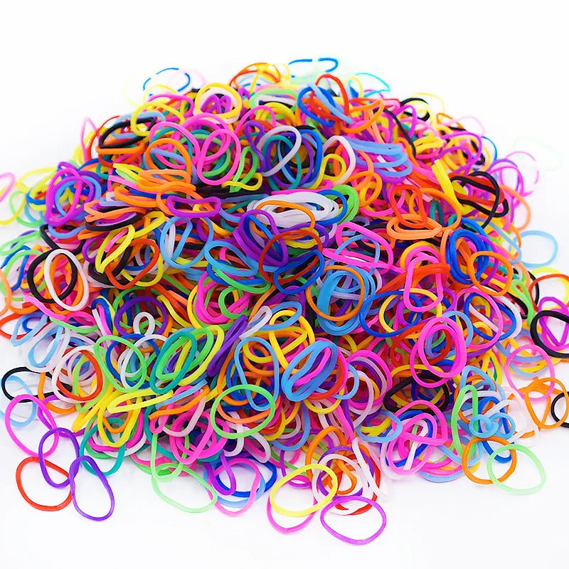 600pcs Silicone Rubber Loom Bands DIY Bracelets Hair Ties Craft Kit Party Gift