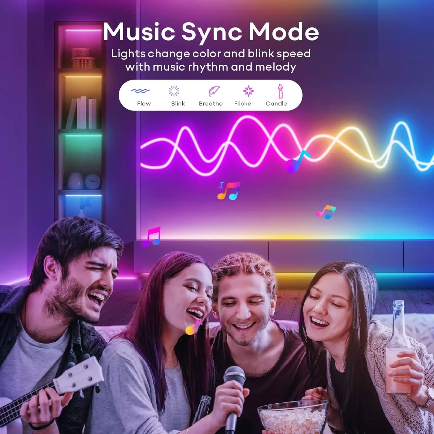 Mexllex 30M/20M RGB Neon Light Strip Waterproof with APP & Remote, Music Sync for Bedroom & Outdoors