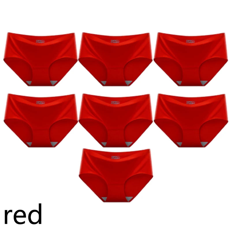 CowLost | product_id-fallsweet-7pcs-seamless-plus-size-mid-waist-ice-silk-panties-for-women |9