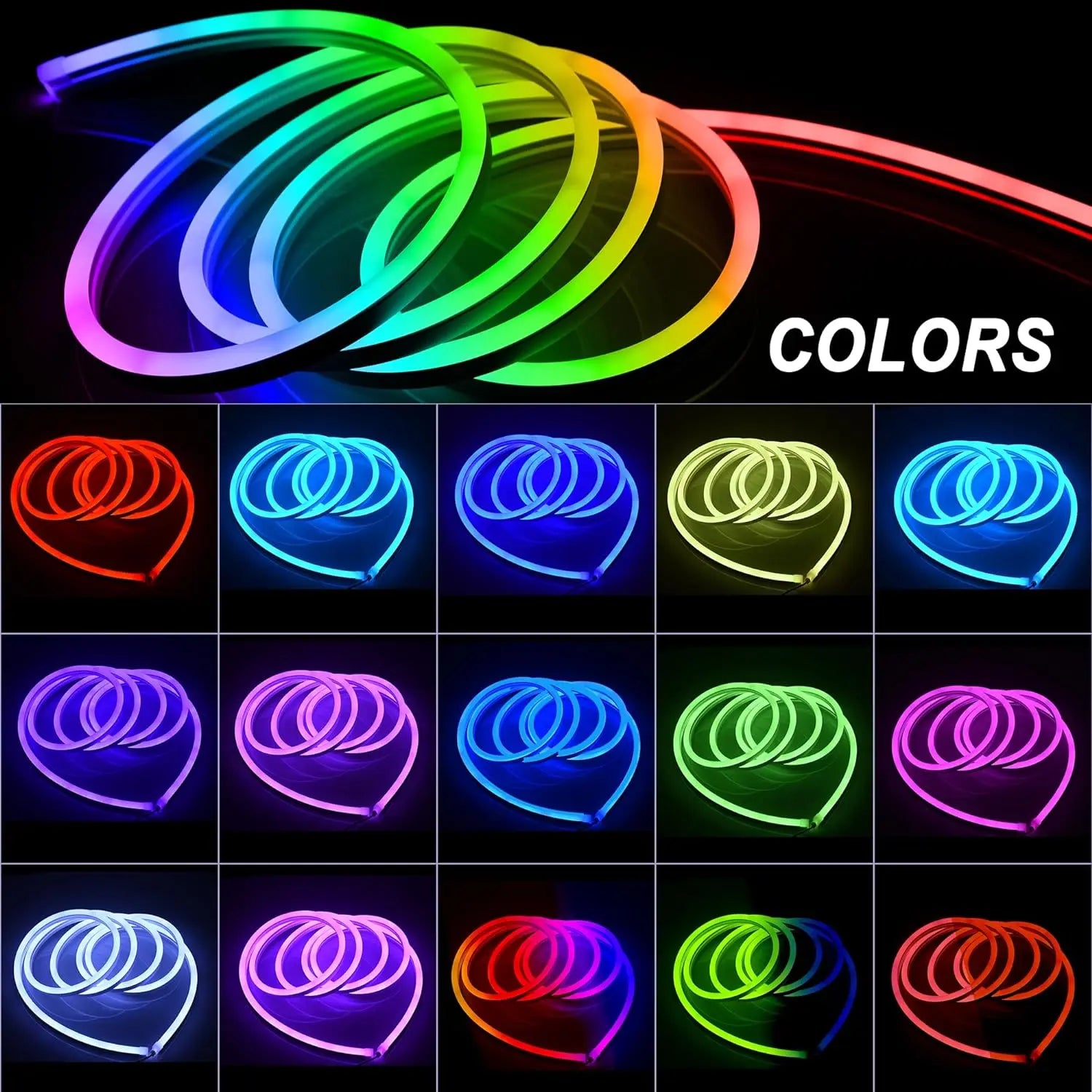 Mexllex 30M/20M RGB Neon Light Strip Waterproof with APP & Remote, Music Sync for Bedroom & Outdoors