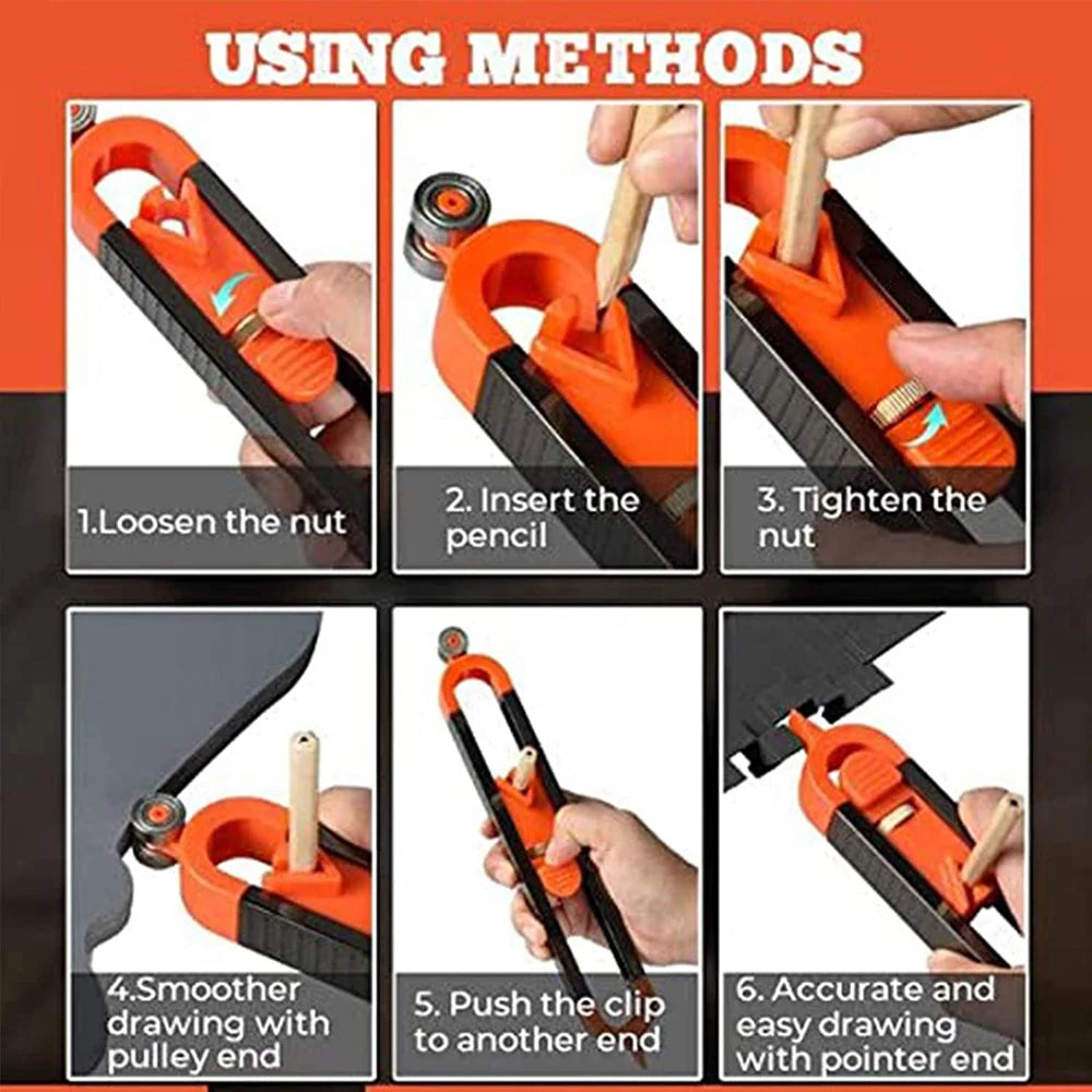 CowLost | profile-scribing-ruler-contour-gauge-with-lock-precise-scribe-tool-woodworking-edge-corner-measuring-profile-duplicator |6