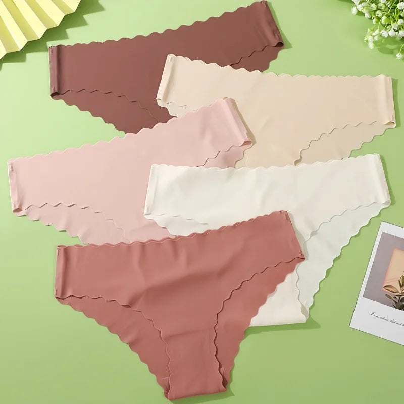 CowLost | product_id-4pcs-womens-mid-rise-seamless-ice-silk-briefs-xs-xl-no-show-solid-panties |7