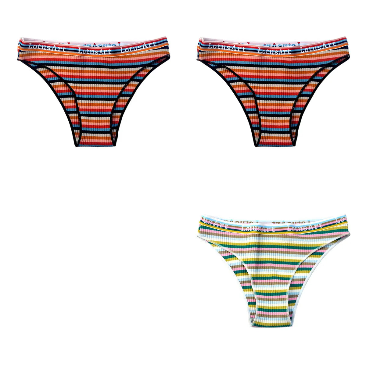 CowLost | product_id-3pcs-women-s-low-waist-striped-cotton-briefs-m-xxl-breathable-panties |12