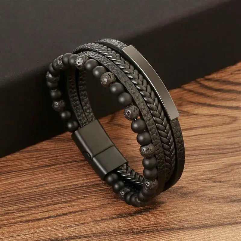 CowLost | badge-pass-holders-jiayiqi-stainless-steel-and-leather-bangle-bracelet-for-men |31